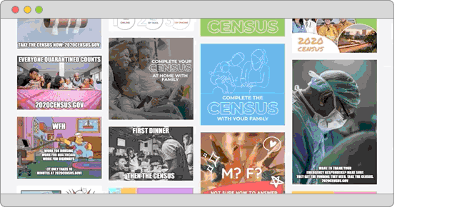 Gif illustration of scrolling window of Census social media content