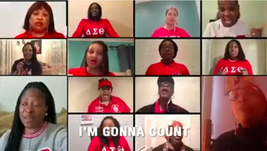Grid of women participating in a zoom call