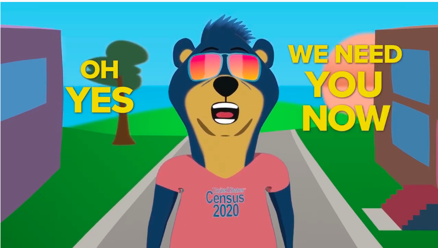 Illustration of a bear wearing a Census shirt